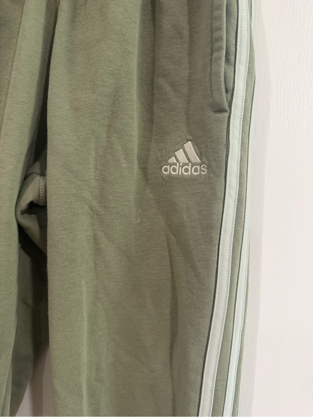 adidas Kids Olive Green Jogger Pants with White Three Stripes M - Picture 2 of 7